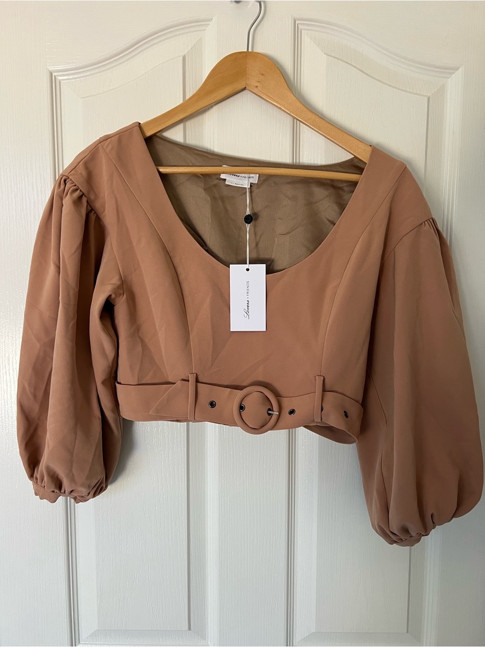 Lovers + Friends Cropped Belted Top in Dusty Mauve